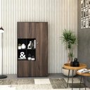 Ver imagem 2 de Armário Alto com Nicho e 03 Portas 161,5x90x42cm Wlan90 Nogal - Preto