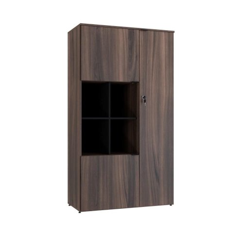 Armário Alto com Nicho e 03 Portas 161,5x90x42cm Wlan90 Nogal - Preto