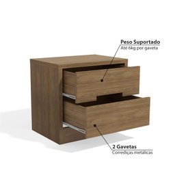Mesa de Cabeceira 54cm 02 Gavetas S822 Kappesberg - Nogueira - 3