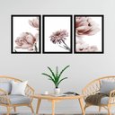 Ver imagem 1 de Kit 3 Quadros Fotografias Modernas Flores Rosê 33x24cm:moldura Preta
