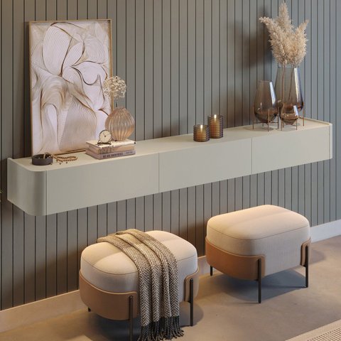 Aparador Suspenso 100% Mdf 3 Gavetas 180cm Apolo