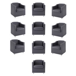 Kit 10 Poltronas para Recepção Consultorio Médico – Balaqui Cor:Courino Cinza - 1