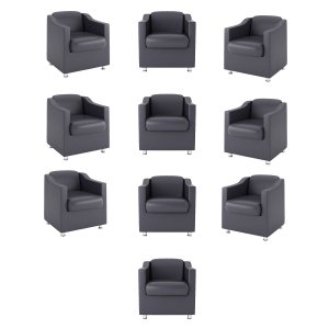Kit 10 Poltronas para Recepção Consultorio Médico – Balaqui Cor:courino Cinza