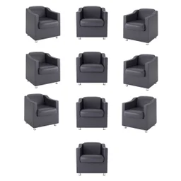 Kit 10 Poltronas para Recepção Consultorio Médico – Balaqui Cor:courino Cinza - 1 Kit 10 Poltronas para Recepção Consultorio Médico – Balaqui Cor:courino Cinza - 1