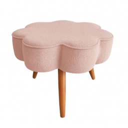 Poltrona de Balanço para Amamentação com Puff em Bouclé Rosa - 5
