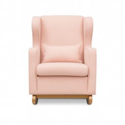 Poltrona de Balanço para Amamentação com Puff em Bouclé Rosa - 4