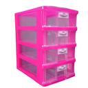 Ver imagem 1 de Gaveteiro Plástico Pequeno com 4 Gavetas Organizador Multiuso Cores:Rosa