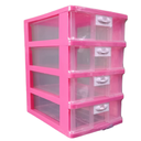 Ver imagem 2 de Gaveteiro Plástico Pequeno com 4 Gavetas Organizador Multiuso Cores:Rosa