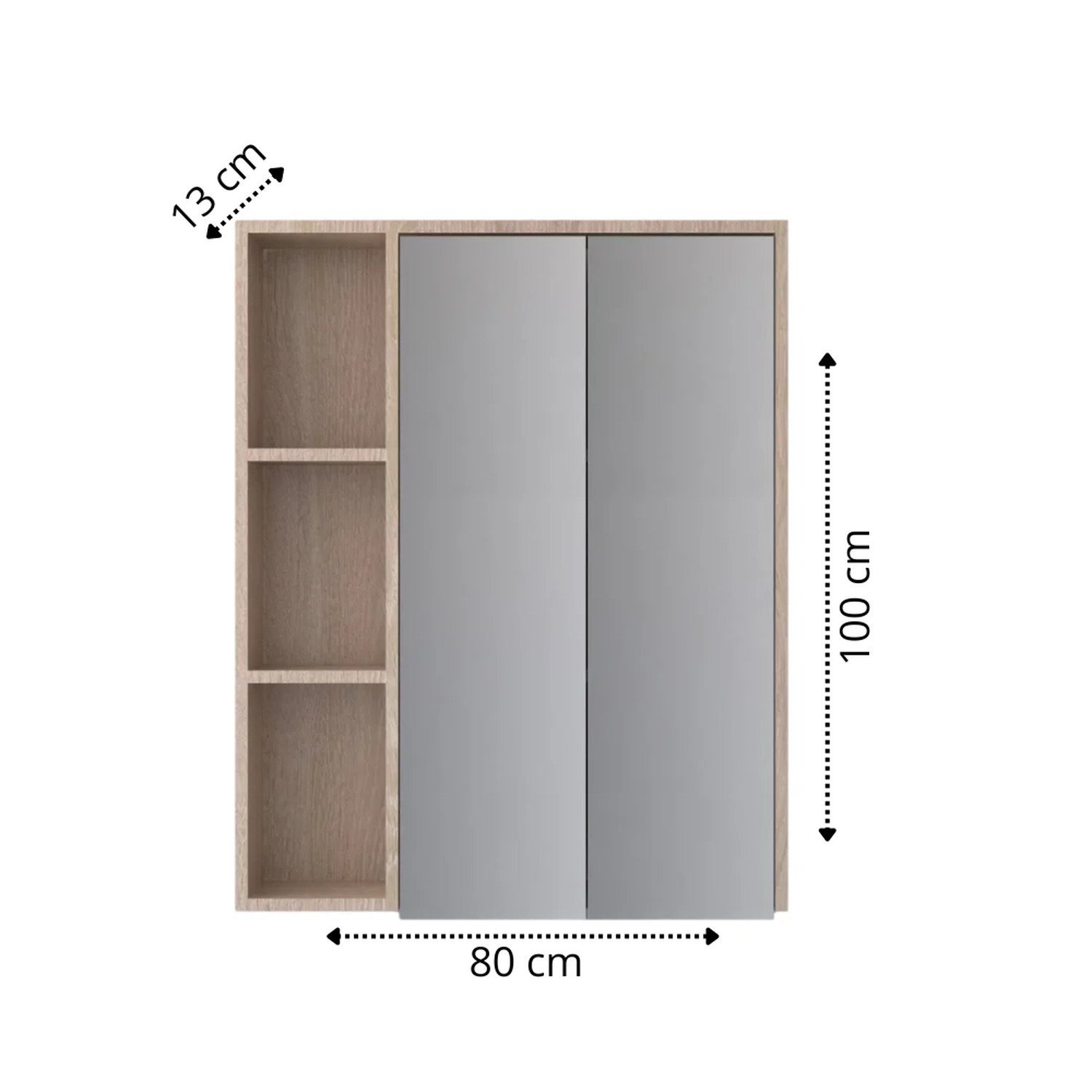 Espelheira para Banheiro com Led Madeirado 80cm - 3