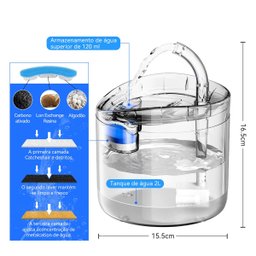 Bebedouro Fonte de Agua Gato Cao Pet Cachorro Animal de Estimaçao Usb Reservatorio 2 Litros Nivel de - 9