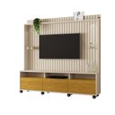Ver imagem 2 de Estante Ripado para TV até 60 Polegadas com LED MDF 190CMX190CM com Rodízio 3 Gavetas Absoluto Bege