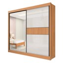 Ver mais imagens de Guarda-Roupa Casal com Espelho 100% MDF 2 Portas Correr 6 Gavetas Cinamomo/Off White Ripado Coliseu