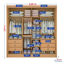 Guarda-roupa Casal 2 Portas 6 Gavetas 100% Mdf Coliseu Ripado - 9