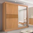 Ver imagem 4 de Guarda-Roupa Casal com Espelho 100% MDF 2 Portas Correr 6 Gavetas Cinamomo/Off White Ripado Coliseu