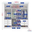 Ver imagem 7 de Guarda-Roupa Casal com Espelho 100% MDF 2 Portas Correr 6 Gavetas Branco Ripado Coliseu