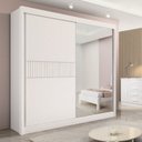 Ver imagem 1 de Guarda-Roupa Casal com Espelho 100% MDF 2 Portas Correr 6 Gavetas Branco Ripado Coliseu