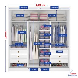 Guarda-roupa Casal 2 Portas 6 Gavetas 100% Mdf Coliseu Ripado - 8