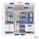 Ver mais imagens de Guarda-Roupa Casal com Espelho 100% MDF 2 Portas Correr 6 Gavetas Branco Ripado Coliseu