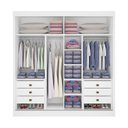 Ver imagem 3 de Guarda-Roupa Casal com Espelho 100% MDF 2 Portas Correr 6 Gavetas Branco Ripado Coliseu