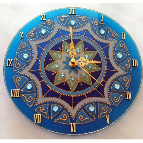 Relógio Mandala Sabedoria Em Vidro 25Cm