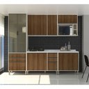 Ver imagem 1 de Cozinha Completa Modulada 6 Peças, Paneleiro Vidro Reflecta, Armários e Balcões Linea Luciane Móveis