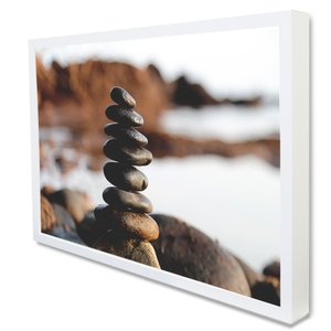 Quadro Decorativo Caixa Meditação e Equilíbrio Tacolado Moldura Caixa 3cm Madeira sem Vidro 30 X 40c