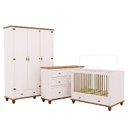 Ver imagem 2 de Quarto de Bebê Joy 3 Peças: Berço + Cômoda 6g + Roupeiro 3P Off White/Nogueira