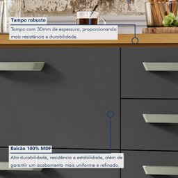 Balcão de Cozinha 2 Portas 3 Gavetas 120cm Princesa 100% Mdf - 3
