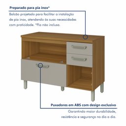 Balcão de Cozinha 2 Portas 3 Gavetas 120cm Princesa 100% Mdf - 7