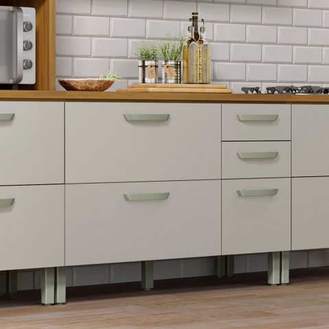Balcão de Cozinha 2 Portas 3 Gavetas 120cm Princesa 100% MDF Marrom/Freijó/Off White