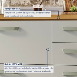 Balcão de Cozinha 2 Portas 3 Gavetas 120cm Princesa 100% Mdf - 3