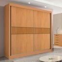 Ver imagem 4 de Guarda-Roupa Casal 2 Portas 6 Gavetas 100% MDF Hawai Ripado Marrom/Cinamomo/Off White