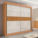 Ver imagem 1 de Guarda-Roupa Casal 2 Portas 6 Gavetas 100% MDF Hawai Ripado Marrom/Cinamomo/Off White