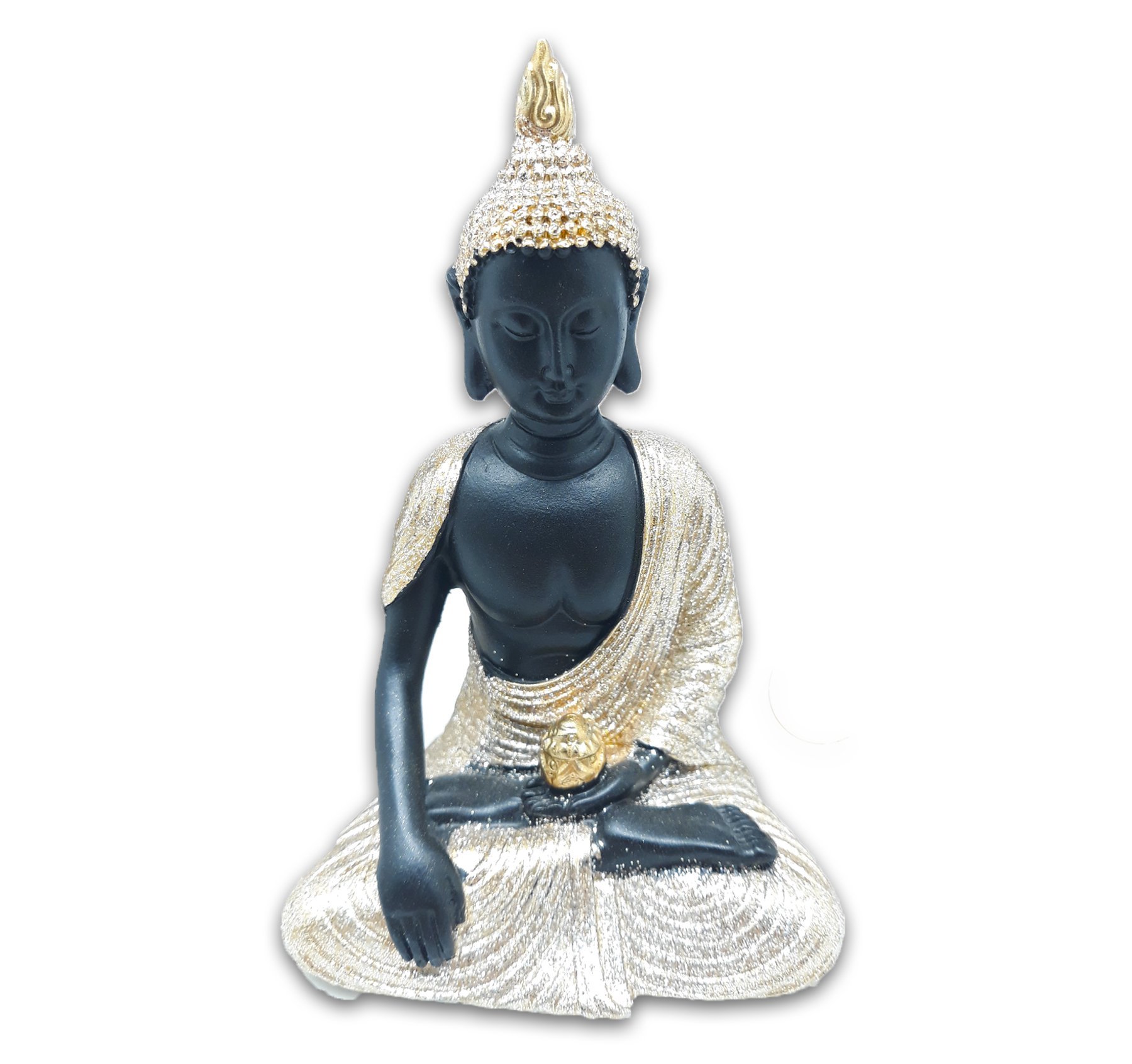 Buda Tailandês da Meditação Yoga Preto Dourado 12 cm - 1