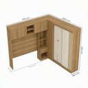 Ver imagem 3 de Guarda-Roupa Casal Modulado 3 Peças com Cabeceira 4 Portas 3 Gavetas Aspen Yescasa Capuccino/Off White