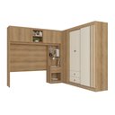 Ver imagem 2 de Guarda-Roupa Casal Modulado 3 Peças com Cabeceira 4 Portas 3 Gavetas Aspen Yescasa Capuccino/Off White