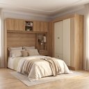 Ver imagem 1 de Guarda-Roupa Casal Modulado 3 Peças com Cabeceira 4 Portas 3 Gavetas Aspen Yescasa Capuccino/Off White