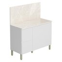 Ver imagem 1 de Balcão com Tampo Cozinha Art 120 Cm com 3 Portas e 2 Gavetas Branco/artico/travertino