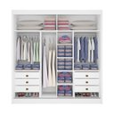 Ver imagem 3 de Guarda-Roupa Casal 2 Portas 6 Gavetas 100% MDF Hawai Ripado Branco