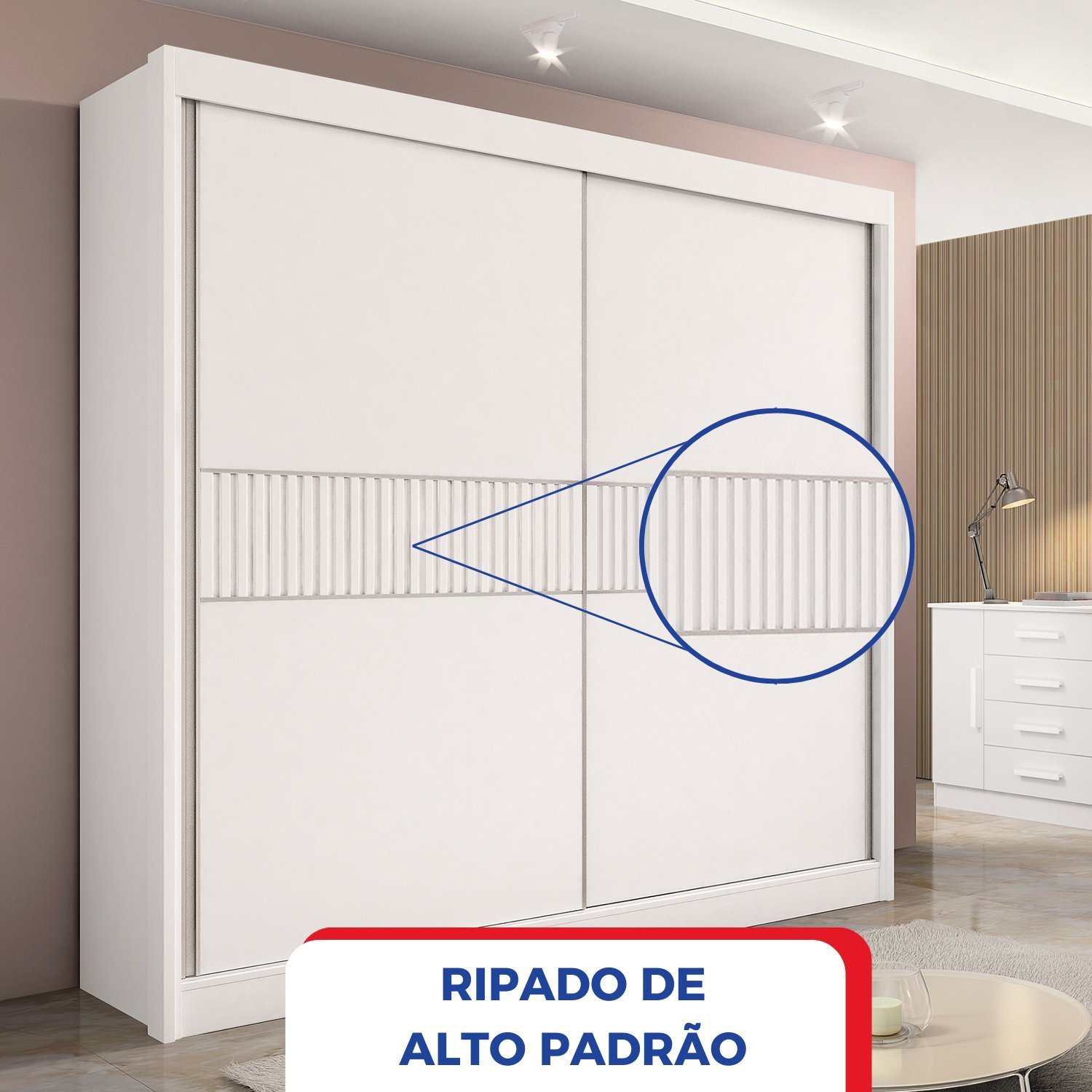 Guarda-roupa Casal 2 Portas 6 Gavetas 100% Mdf Hawai Ripado - 10