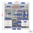 Ver mais imagens de Guarda-Roupa Casal 2 Portas 6 Gavetas 100% MDF Hawai Ripado Branco