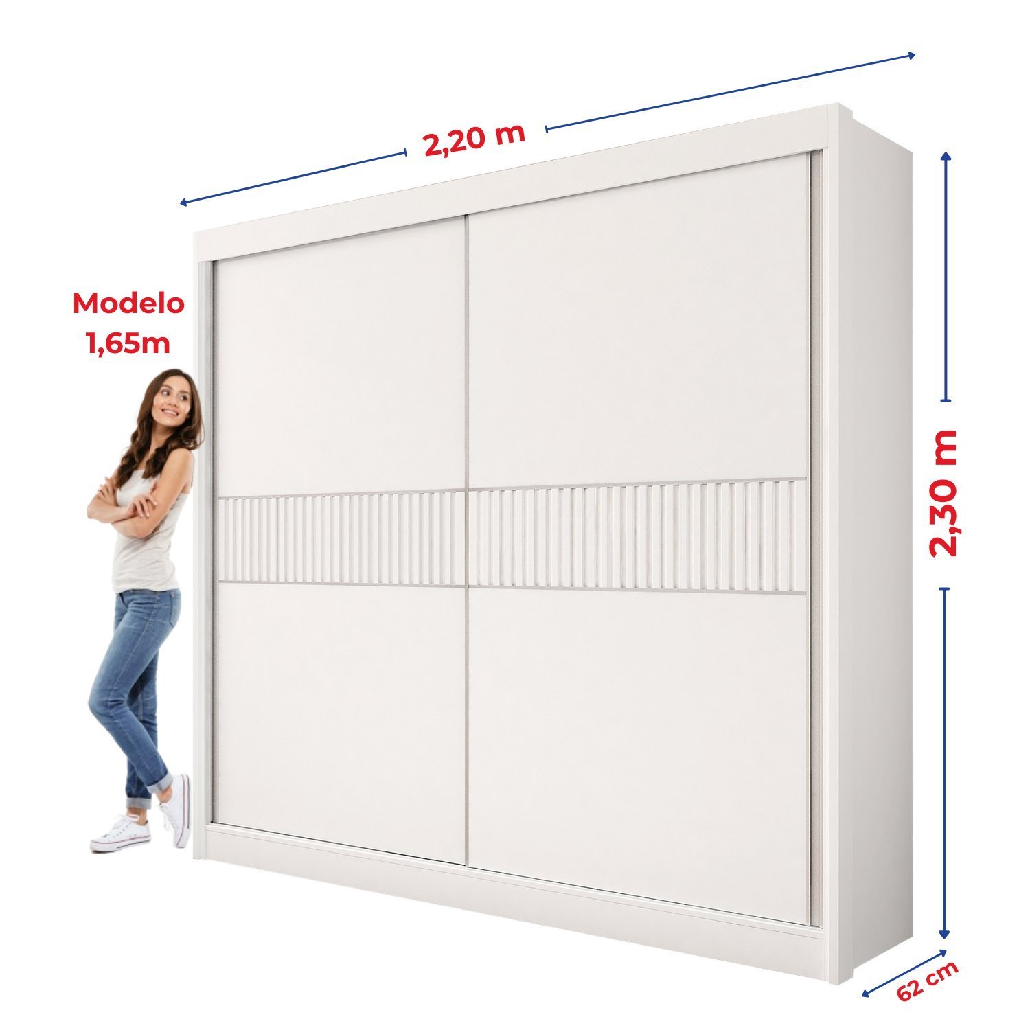 Guarda-roupa Casal 2 Portas 6 Gavetas 100% Mdf Hawai Ripado - 9