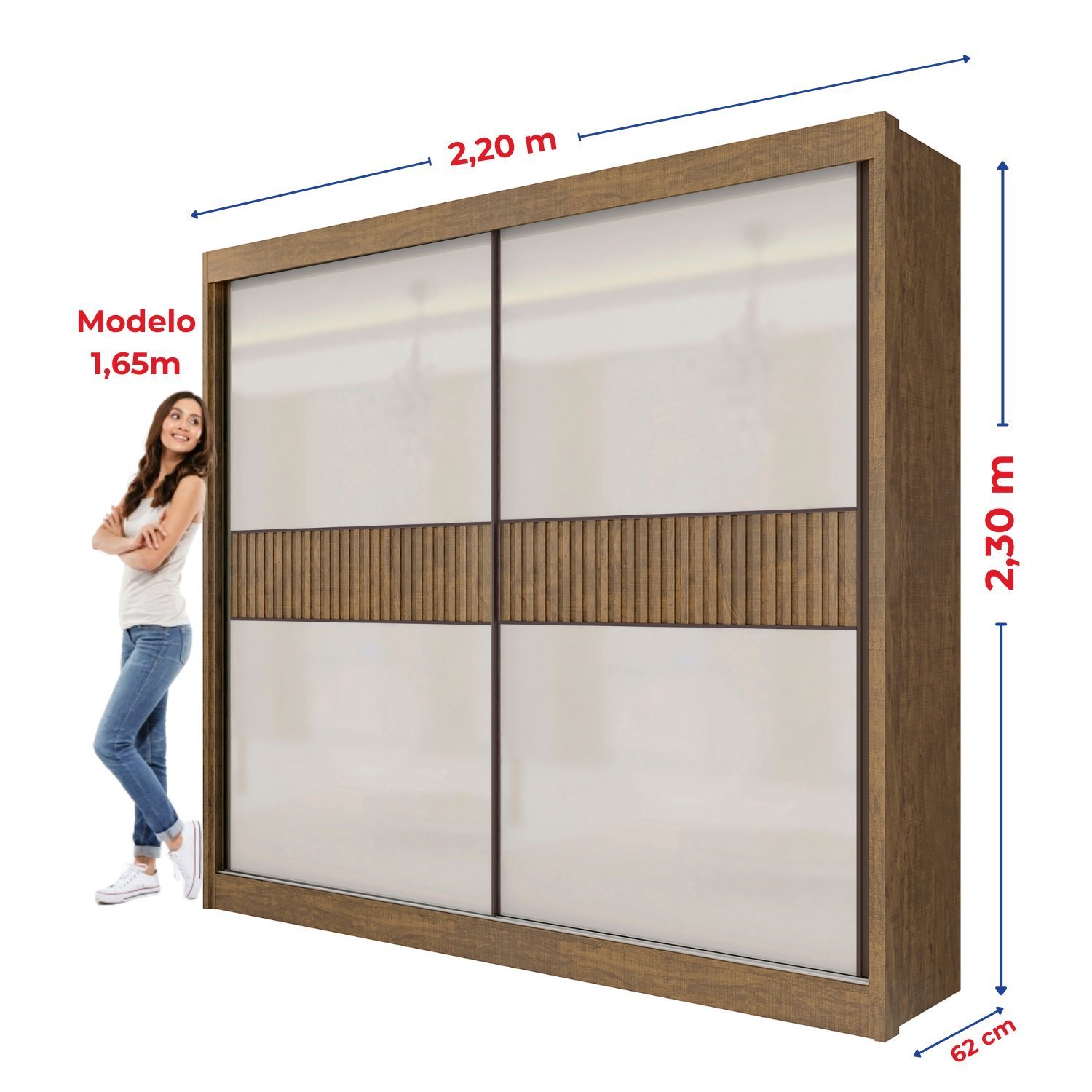 Guarda-roupa Casal 2 Portas 6 Gavetas 100% Mdf Hawai Ripado - 12