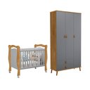 Ver imagem 3 de Conjunto Berço Mini Cama Alvin e Roupeiro Jujuba Nature Cinza Infantil Organizador Moderno