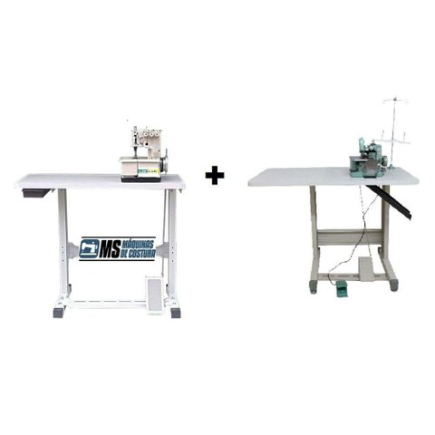 Galoneira 3 Agulha + Overlock Semi Industriais + Bancadas