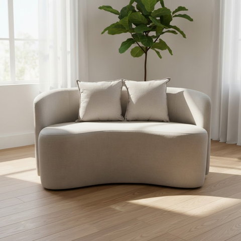 Sofá Decorativo Montreal 150cm Orgânico Bouclé Bege