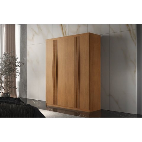 Guarda-Roupa 4 Portas 2 Gavetas MDF London Laranja/Marromle