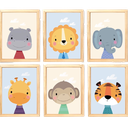Ver imagem 1 de Quadro Infantil Safari 6 un A4 vidro e pendurador