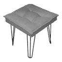 Ver imagem 1 de Puff Banqueta Para Sala De Estar Confortável Quadrado Pés Aramado Suede Cinza