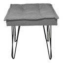 Ver imagem 4 de Puff Banqueta Para Sala De Estar Confortável Quadrado Pés Aramado Suede Cinza